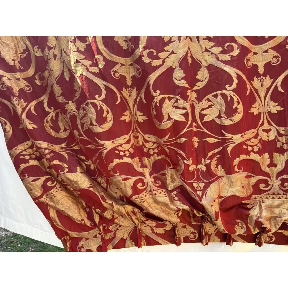 Redelman Red Dolphin Custom Lined Drapery Panels Pr 108x107 Each Jacquard Luxury